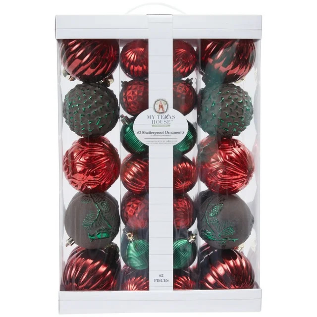 My Texas House, Red and Burgundy Shatterproof Ornaments, 62 Count | Walmart (US)