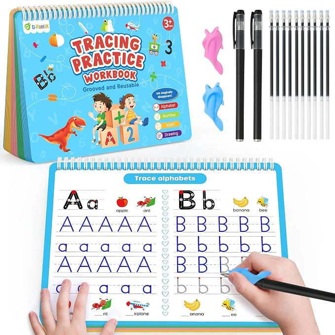 D-FantiX 4 in 1 Large Magic Grooved Writing Practice for Kids Age 3-5, Reusable Grooved Handwriti... | Amazon (US)