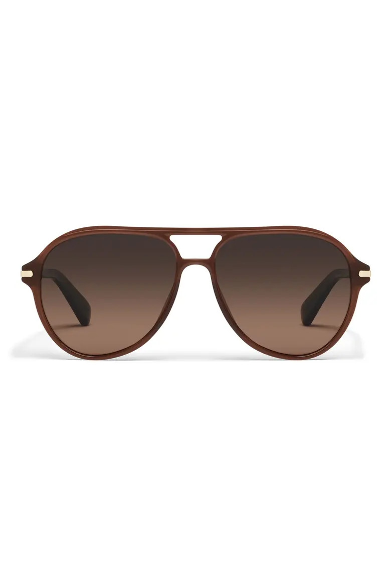 QUAY Day One 59mm Polarized Gradient Aviator Sunglasses in Dark Brown/dark Fawn Pol at Nordstrom | Nordstrom