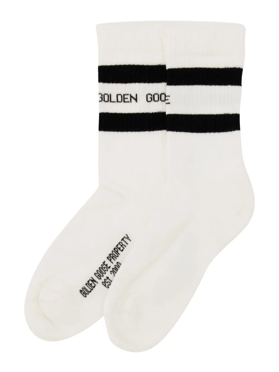 Golden Goose Deluxe Brand Logo Intarsia Striped Socks | Cettire Global