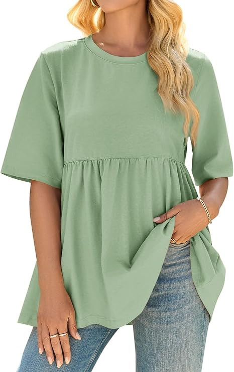 Cicy Bell Womens Summer Babydoll Tops Oversized Short Sleeve Crewneck T Shirts Casual Loose Plus ... | Amazon (US)