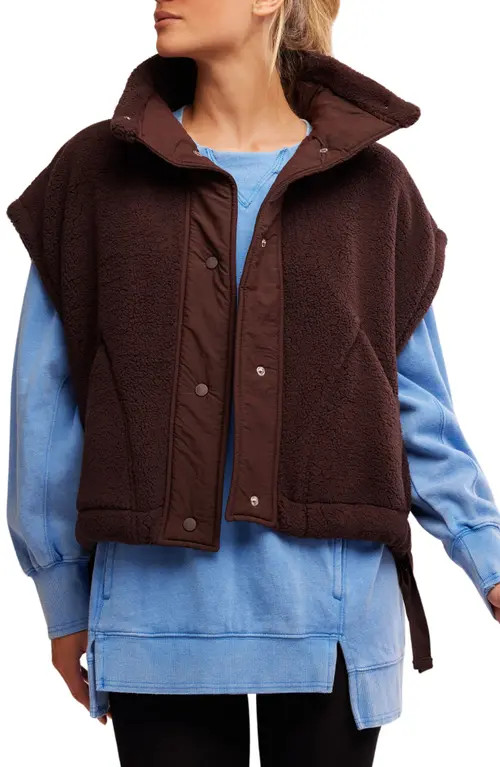 Free People FP Movement Scout It Out Fleece Vest in Dark Espresso at Nordstrom, Size X-Large | Nordstrom