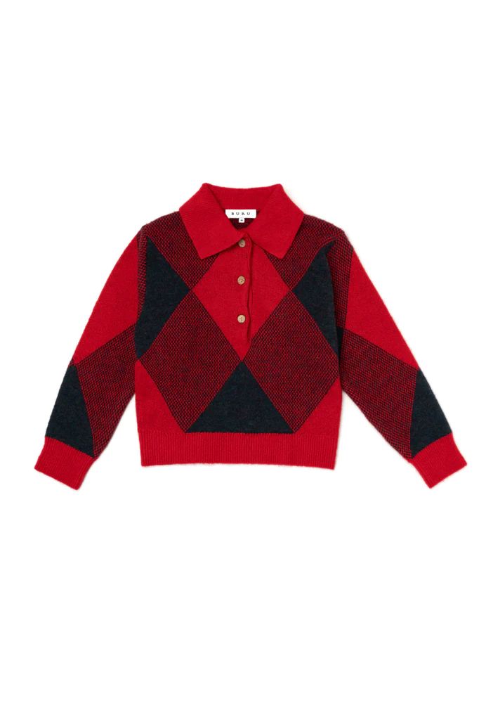 Argyle Sweater - Red & Green | Shop BURU