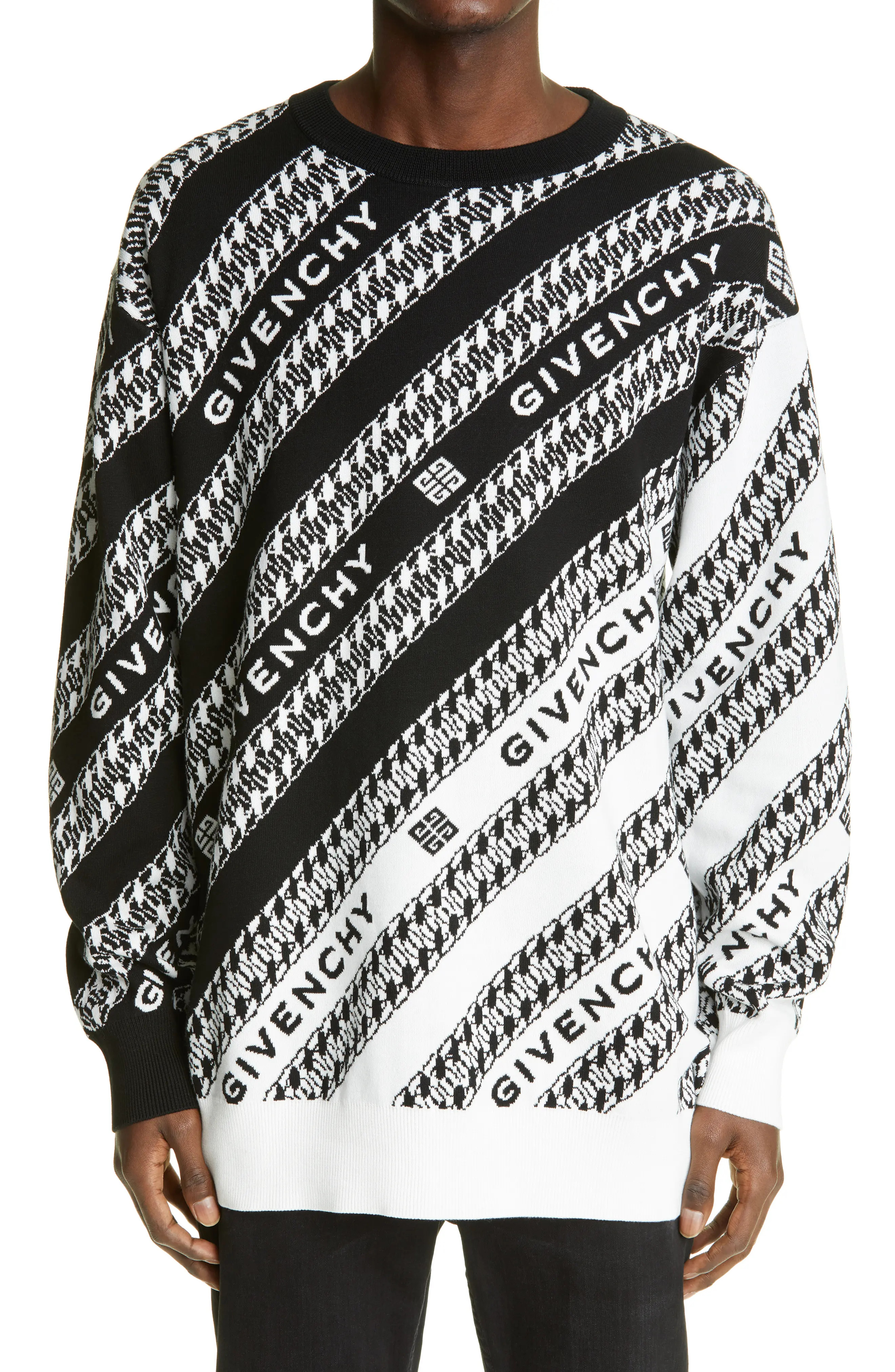 Men's Givenchy Oversized Chaine Jacquard Sweater, Size Large - Black | Nordstrom
