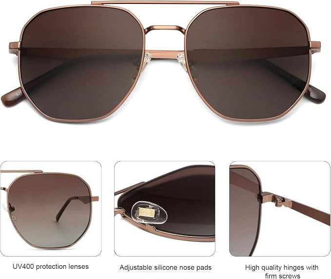 SOJOS Classic Square Aviator Sunglasses for Women Men Retro Hexagon UV400 Protection Shades SJ122... | Amazon (US)