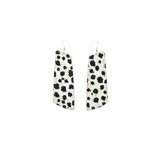Spotted Cork Gem Leather Earrings | Nickel and Suede