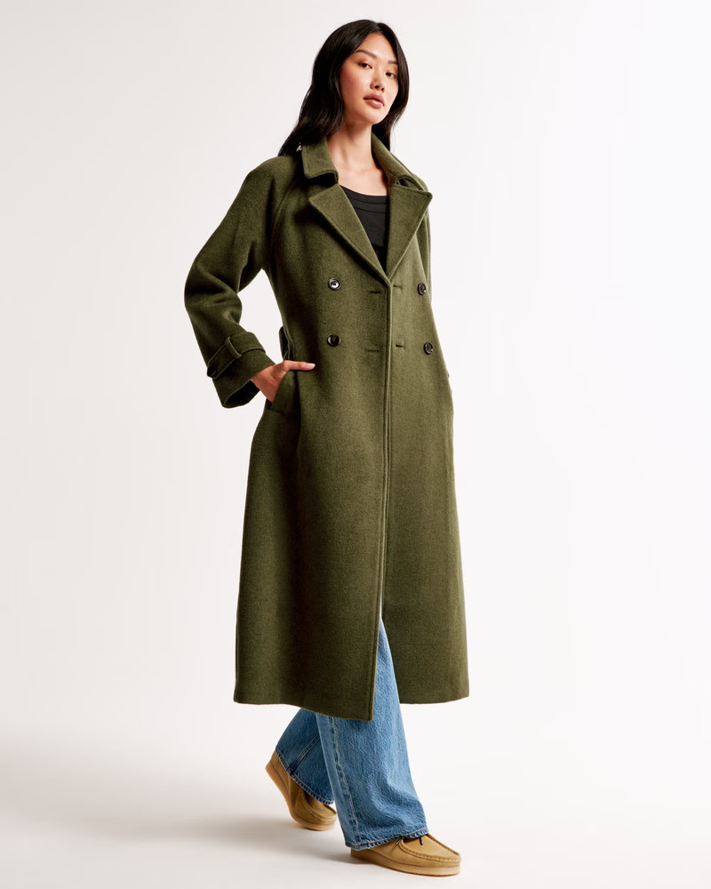 Wool-Blend Trench Coat | Abercrombie & Fitch (US)