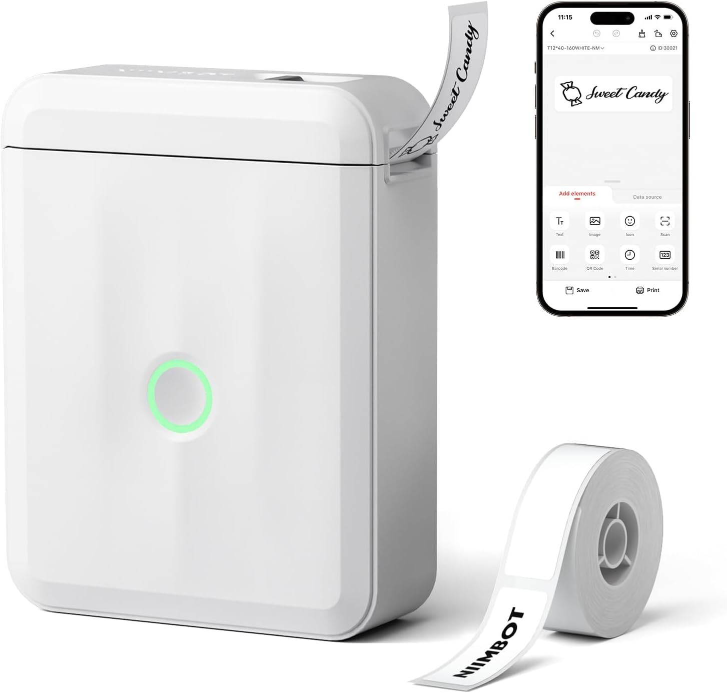 NIIMBOT D110_M Mini Label Maker Machine with Tape, Portable Bluetooth Thermal Printer, Sticker Maker Mini Label Maker with Multiple Templates for Office Organization Home Kitchen School, White | Amazon (US)