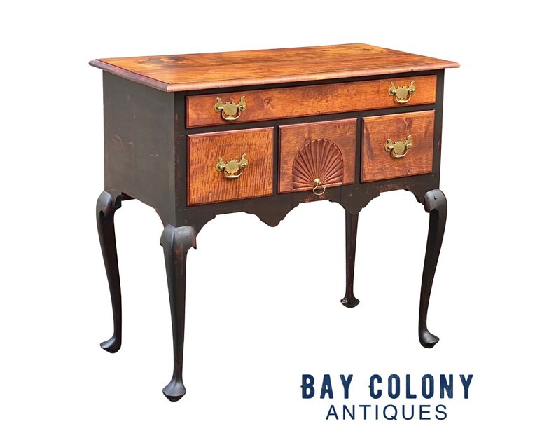 Antique Queen Anne Style Fan Carved New England Maple Lowboy / - Etsy | Etsy (US)