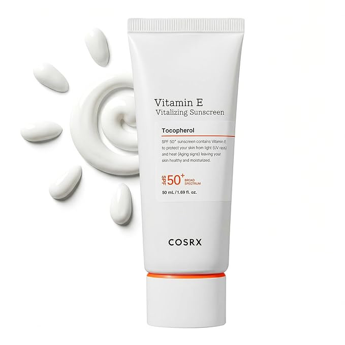 COSRX Vitamin E Vitalizing Sunscreen SPF 50, Natural Glow Face Sunscreen, Lightweight, Non-Sticky... | Amazon (US)