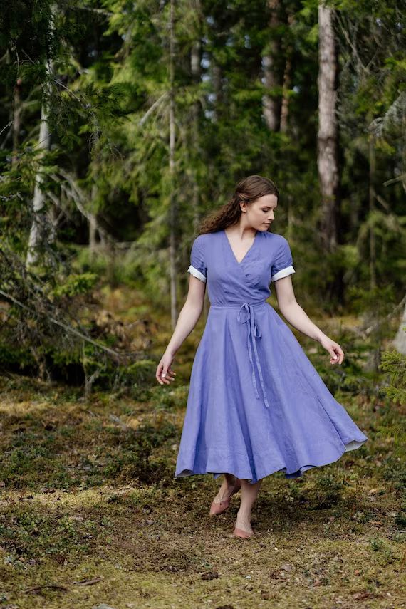 HEMP WRAP DRESS 100% Organic Linen Summer Dress Women's - Etsy | Etsy (US)