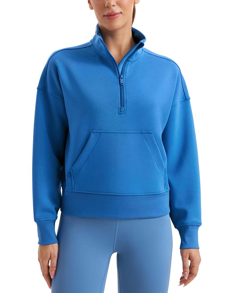 CRZ YOGA SoftAura Half Zip Sweatshirt for Women Long Sleeve Pullover Workout Casual Funnel Neck T... | Amazon (US)