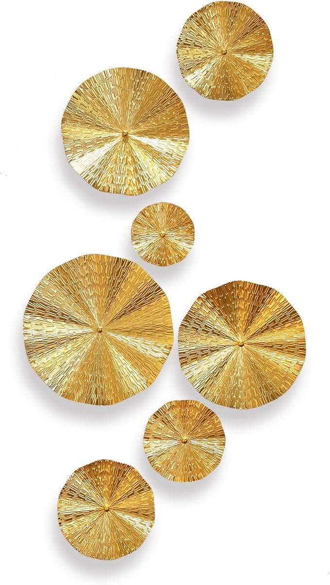 Gold Wall Decor for Living Room Hallway, 7PCS Metal Wall Art Hanging Sculptures Bedroom Decoratio... | Amazon (US)