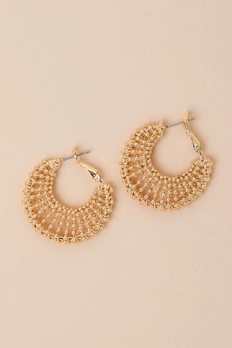 Opulent Gold Beaded Hoop Earrings | Lulus