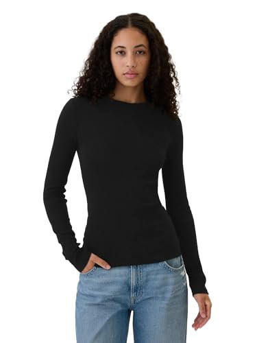 GAP Womens Long Sleeve Essential Ribbed Top True Black L | Amazon (US)