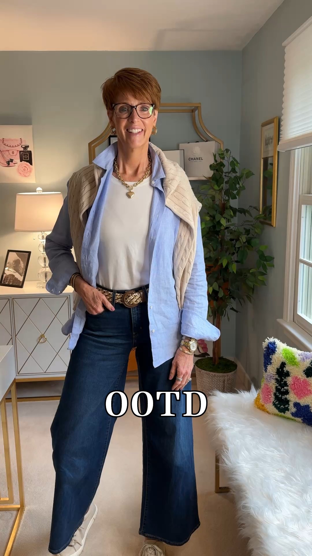 Outfit of the Day 

Sizing for this video :
Amazon white tee size medium
J.Crew Linen shirt size 10 tall
Levi’s Jeans size 30
Amazon cable knit sweater size large

Hi friend! 👋 Thanks for your support! I’m so glad you’re here!
If you're tall, over 40, or just tired of fashion that doesn’t fit your life, you’re in the right place. I share classic, elevated outfit formulas that actually work on tall women (I’m 6’1” for reference!) and help you feel confident getting dressed again.
I am your resource for timeless, elevated fashion for women over 40 (and tall women)
Age: 55
Height: 6’1”
Tops: S/M
Bottoms: 8/10
Dresses: 8/M
Over 50 fashion, tall fashion, workwear, everyday outfits, timeless outfits, Classic Outfits



#LTKOver40 #LTKStyleTip #LTKSeasonal