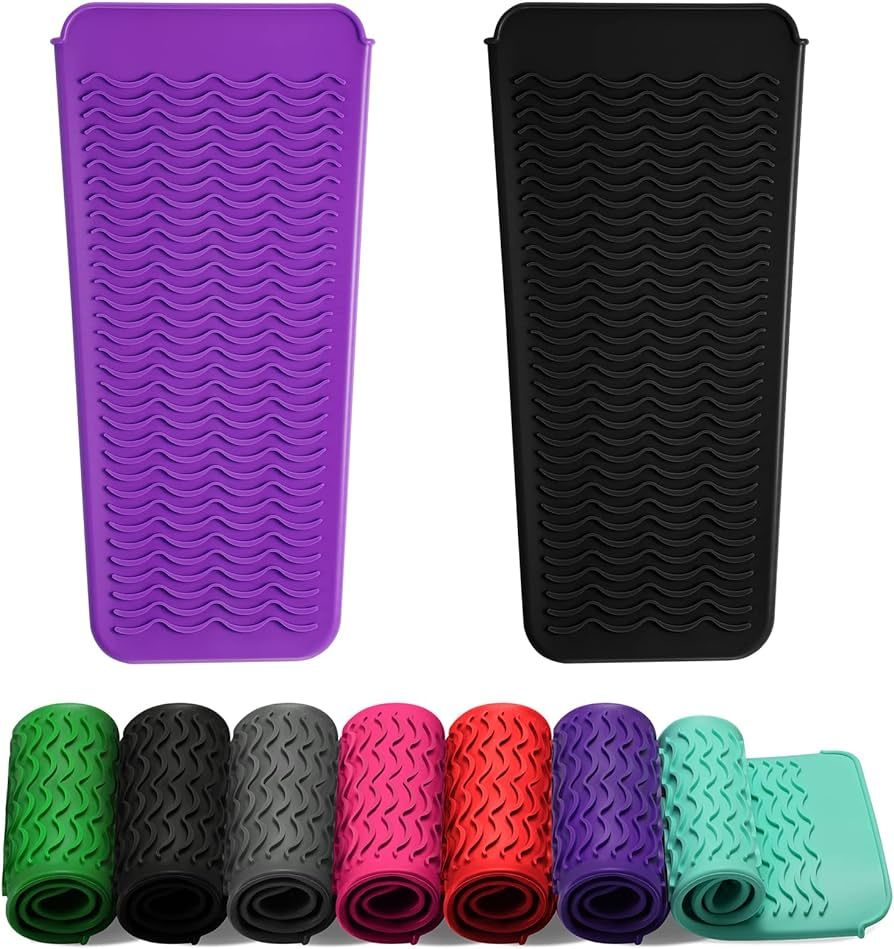 ZAXOP 2 Pack Heat Resistant Silicone Mat Pouch for Flat Iron, Curling Iron,Hair Straightener,Hair... | Amazon (US)