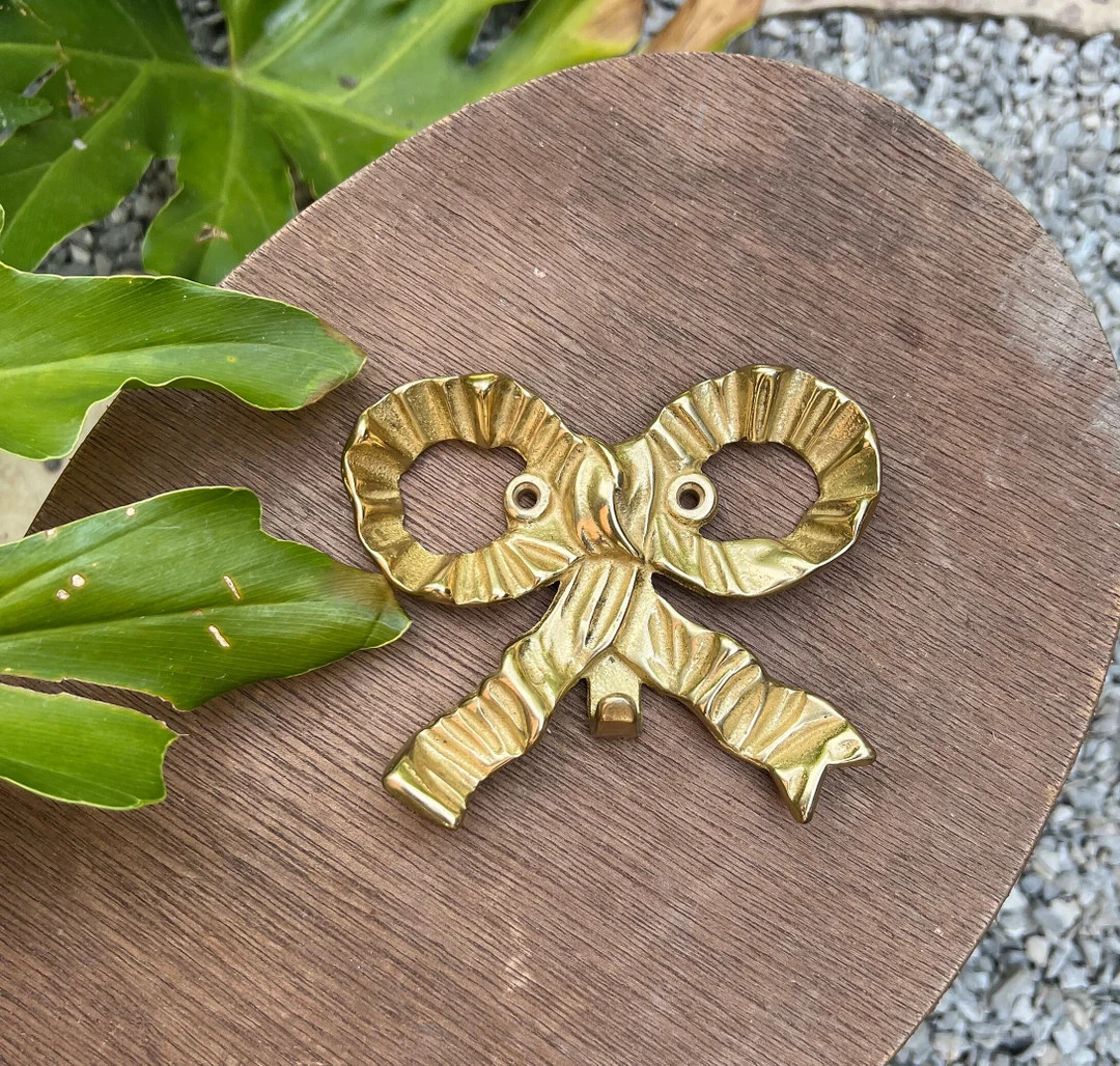Vintage Solid Brass Ribbon Bow Wall Hook 4 - Etsy | Etsy (US)