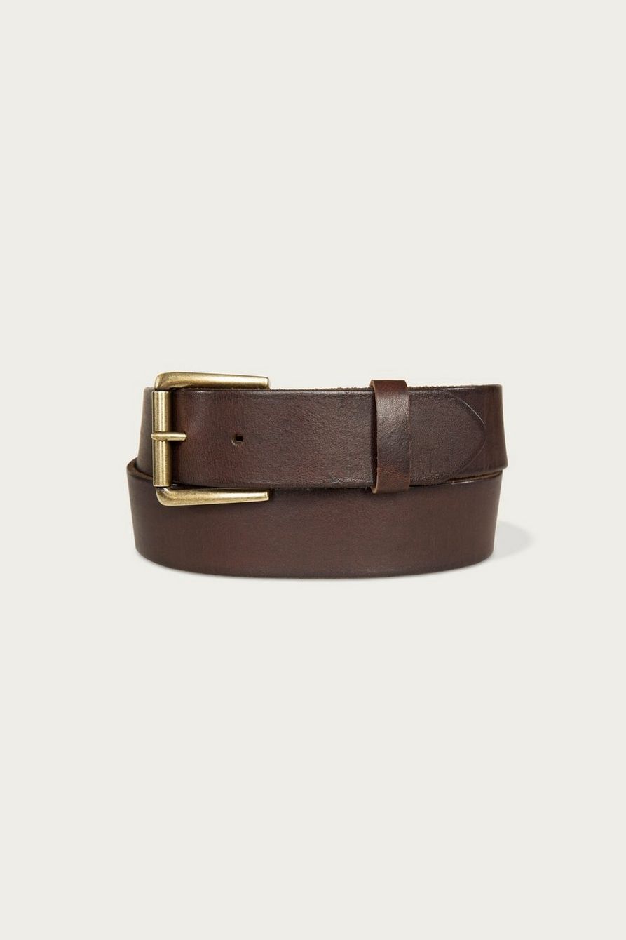 LEATHER JEAN BELT WITH ROLLER BUCKLE AND RIVETS | Lucky Brand