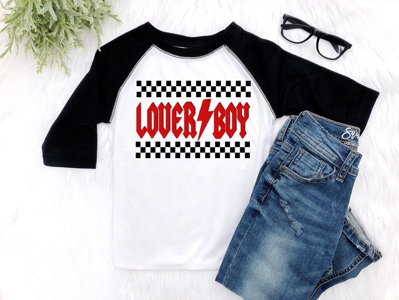 Lover Boy Checkered Retro Funny Valentine's Day Shirt Boys Valentine Raglan Skate Board Valentine... | Etsy (US)