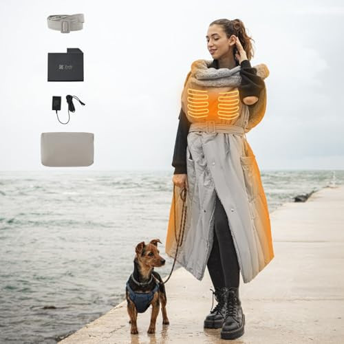 ZonLi Z-Style Battery Operated Heated Blanket, Wearable Portable Heated Blanket Cordless with 10000mAH Battery, Best for Office Outdoor Camping, 3 Heating Levels (7.4V, Tailored, Grey) | Amazon (US)