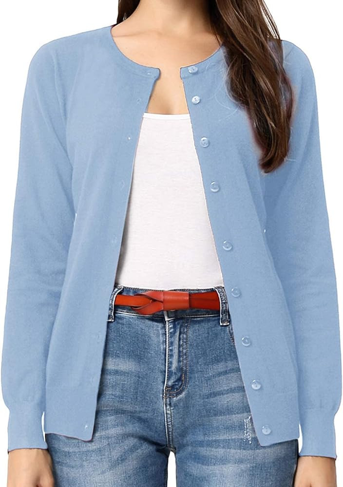 GRACE KARIN Women's Classic Long Sleeve Knit Cardigan Sweaters Casual Open Front Button Down Card... | Amazon (UK)
