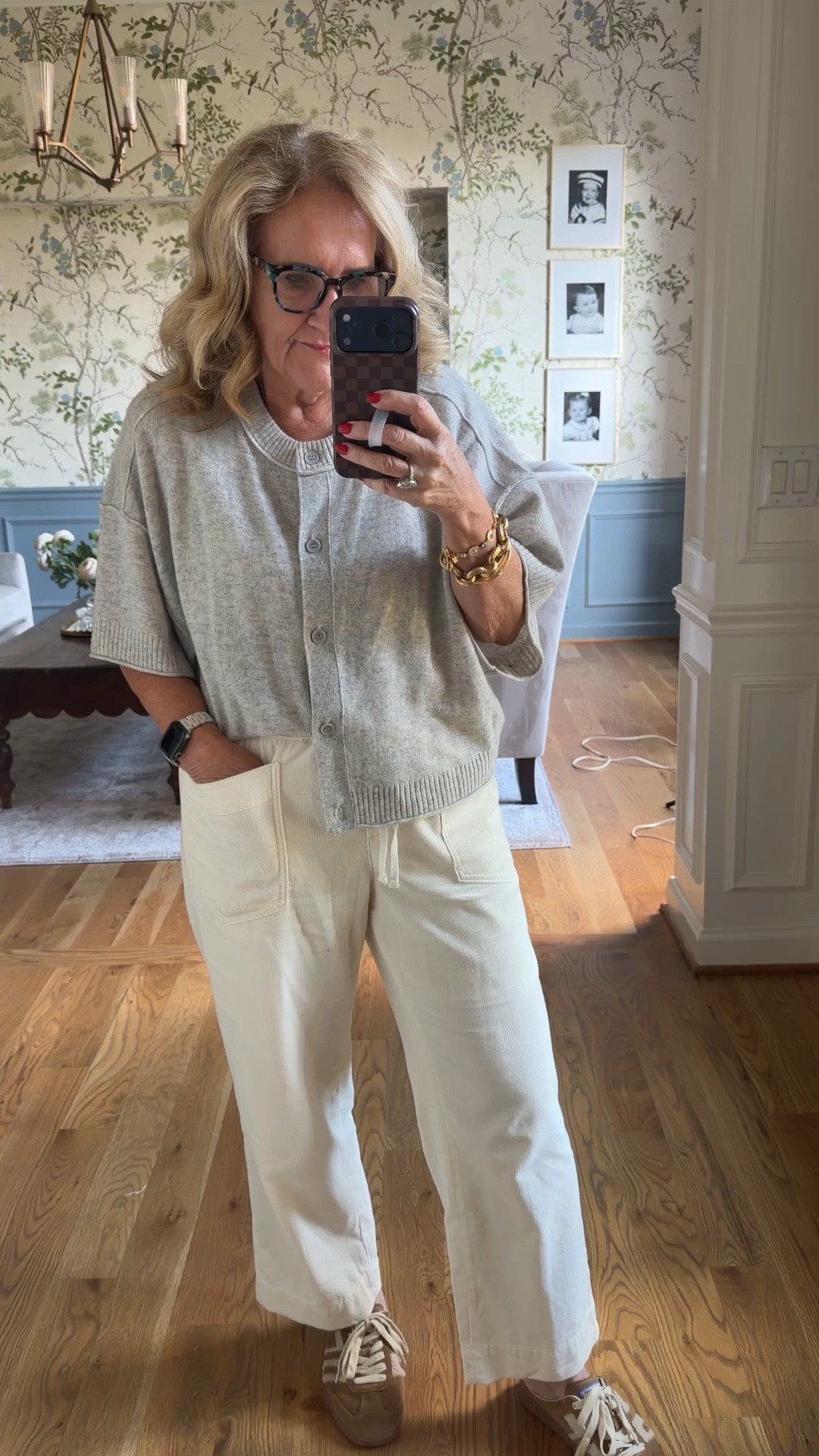 Light corduroy pants size medium petite on sale! 
Sweater size medium comes in a cardigan or in just a pullover. I do usually love the quince cashmere , but this version is such a nice lightweight design and very roomy that it’s worth the splurge for the extra.

#LTKOver40 #LTKootd
