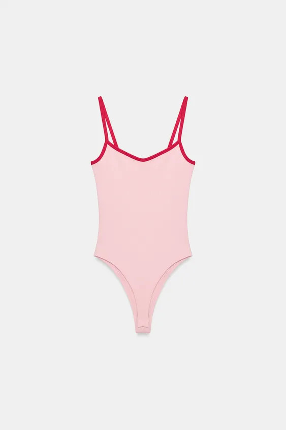 Gr\u00f6\u00dfe des Models: 181 cmBody aus Baumwollmischgewebe. Rundhalsausschnitt und Spaghettit... | Zara DE