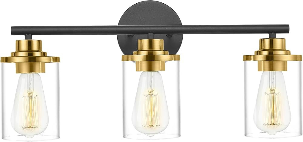 Bathroom Light Fixtures,Vanity Lights,Black and Gold Bathroom Lights Over Mirror,Gold Black Vanit... | Amazon (US)