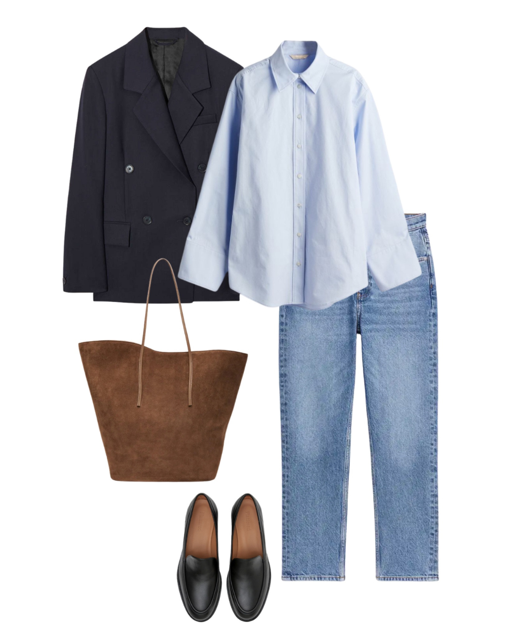 Blue shirt, navy blazer, loafers, spring outfit 

#LTKstyletip #LTKmidsize #LTKSeasonal