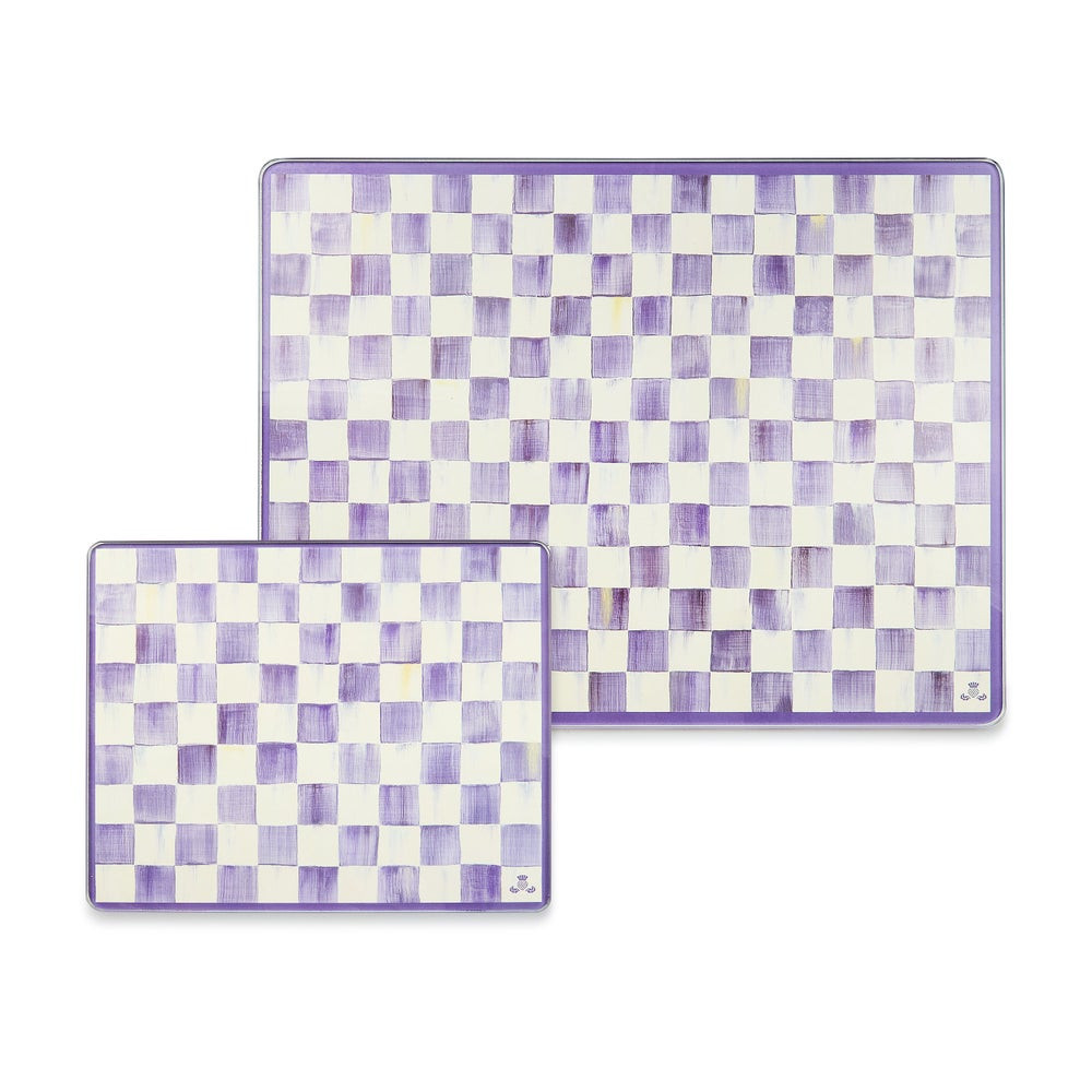 Violet Check Glass Cutting Boards, Set of 2 | MacKenzie-Childs