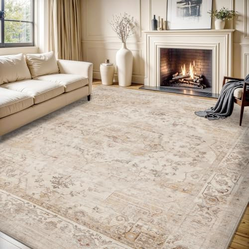 MontVoo-Area Rug 6X9 Rugs for Living Room-Beige Machine Washable Rug-Soft Living Room Rug-Vintage Non Slip Carpet-Rugs for Bedrooms Dining Room Living Room Office | Amazon (CA)