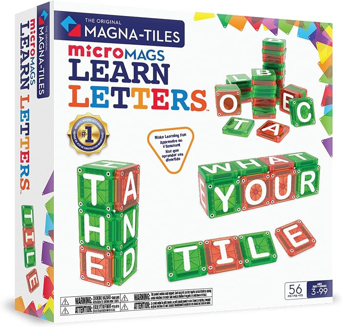 MAGNA-TILES microMAGS Learn Letters 56-Piece Magnetic Construction Set, The Original Magnetic Bui... | Amazon (US)