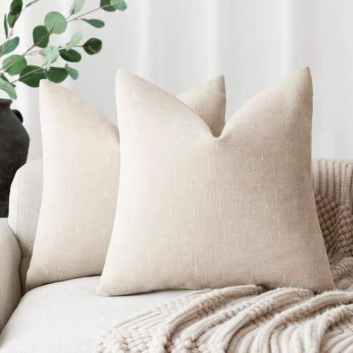 Foindtower Pack of 2 Soft Textured Throw Decorative Pillow Covers Square Accent Solid Cushion Cov... | Amazon (US)