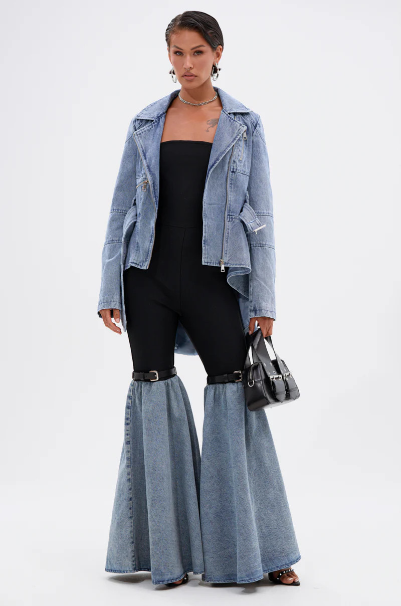 COOL GIRL DENIM BANDAGE JUMPSUIT | AKIRA