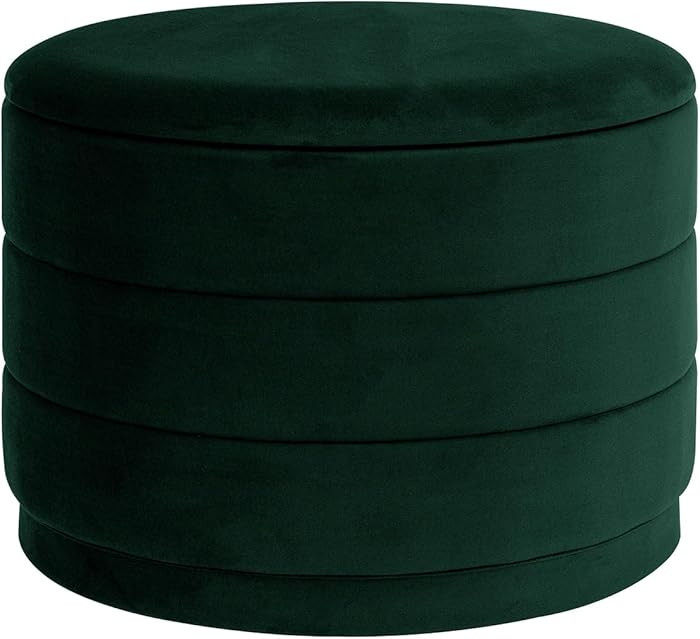 23" Round Velvet Storage Ottoman with Reversible Lid, Soft Padded Footrest and Hidden Storage, La... | Amazon (US)