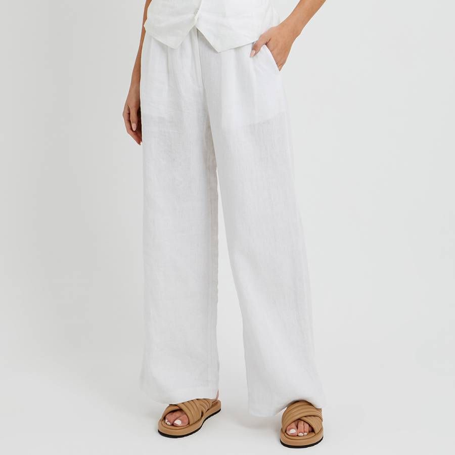 White Linen Pleated Trouser | BrandAlley