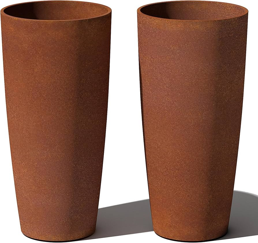 Veradek Patina Series Selena Planter - Round Tall Shape for Outdoor Porch/Patio | Naturally Rusting Planter for All-Weather Use | Includes Removable Insert Shelf | Amazon (US)