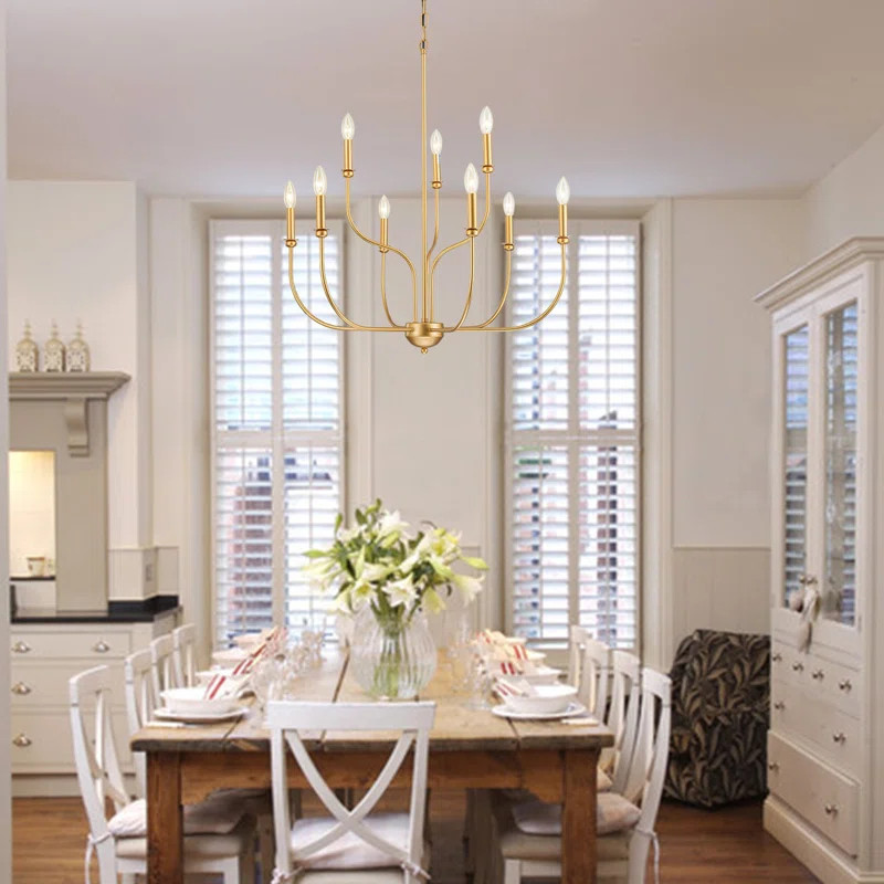 9-Light 2-Tier Candle Style Farmhouse Chandelier for Stairs, Entryway, Home and Office | Wayfair North America