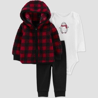 Carter's Just One You®️ Baby Boys' Buffalo Checkered Sherpa Top & Bottom Set | Target