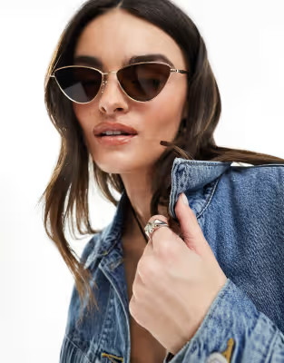 & Other Stories cat eye sunglasses in gold tone slim frame | ASOS | ASOS (Global)