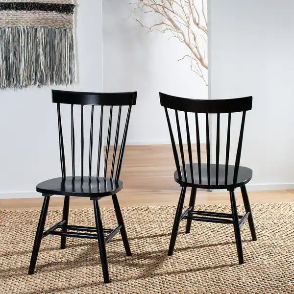 SAFAVIEH Black Spindle-back Dining Chairs (Set of 2) - 20.5" x 21" x 36" - Bed Bath & Beyond - 64... | Bed Bath & Beyond