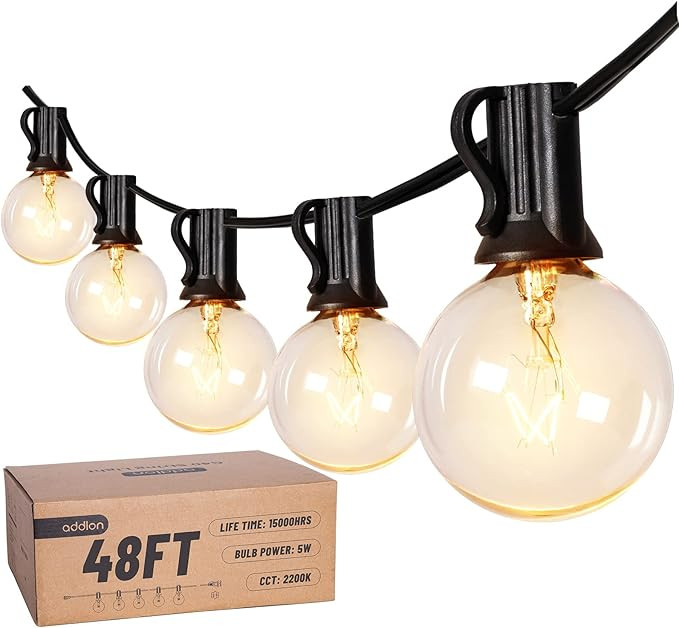 addlon Outdoor String Lights, 48FT G40 Globe Patio Lights, UL Listed Deck Lights, Waterproof Conn... | Amazon (US)