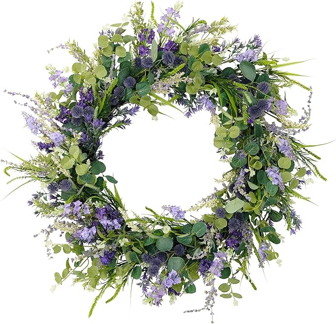 Puleo International 30" Artificial Eucalyptus Floral Spring Door Wreath, Multicolor (2605-W30) | Amazon (US)