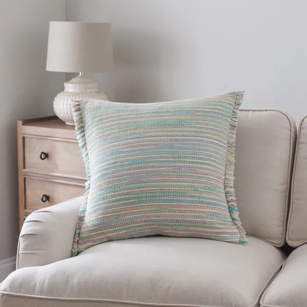Ava Fringe Cotton Square Cushion | Dunelm