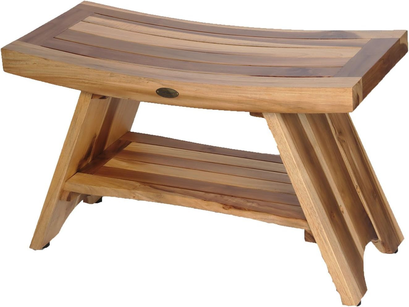 EcoDecors Serenity Shower Stool Natural Teak Wood Eastern Style Shower Bench with Curved Seat and... | Amazon (US)