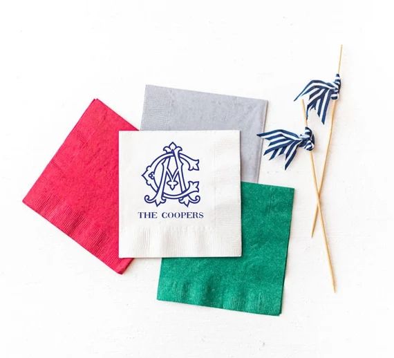 Monogrammed napkins, Personalized napkins, Housewarming gift, Personalized gift, Reception napkin... | Etsy (US)