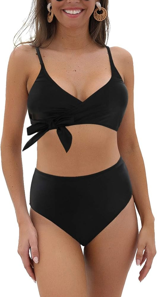 Blooming Jelly Womens High Waisted Bikini Sets Tie Knot High Rise Two Piece Swimsuits Bathing Sui... | Amazon (US)