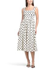 Linen Blend Ena Polka Dot Midi Dress | TJ Maxx
