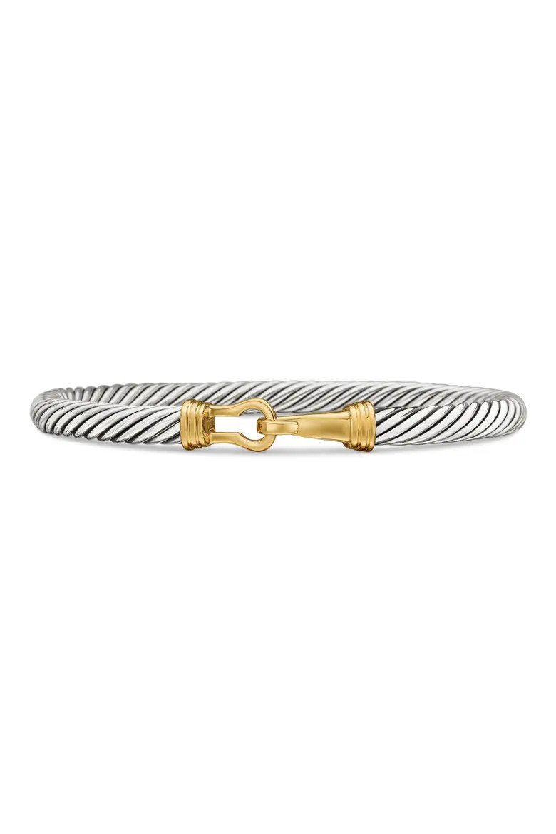David Yurman Buckle Classic Cable Bracelet in Sterling Silver with 14K Yellow Gold, 5mm (Women) |... | Nordstrom